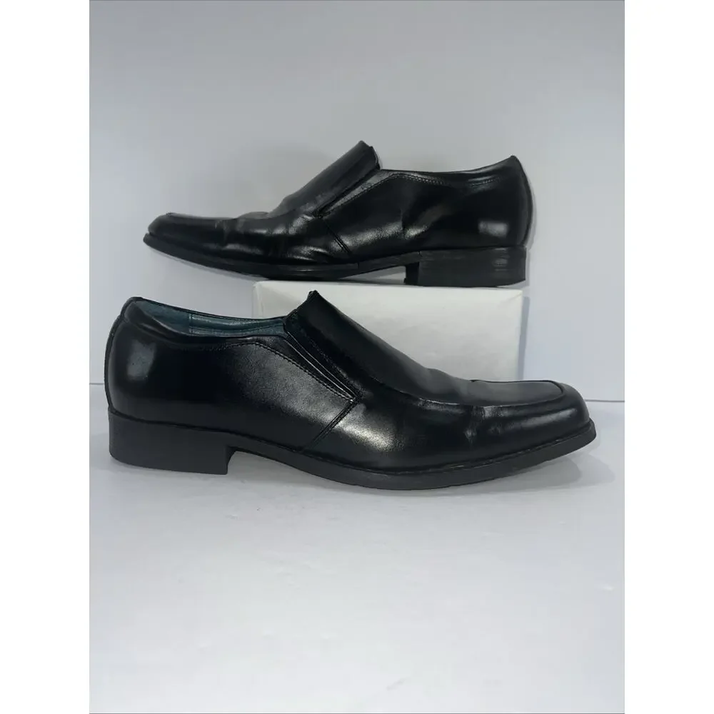 Bacco Bucci Studio Mens Size 11 Black Leather Loafers Square Toe Slip On 8684-14